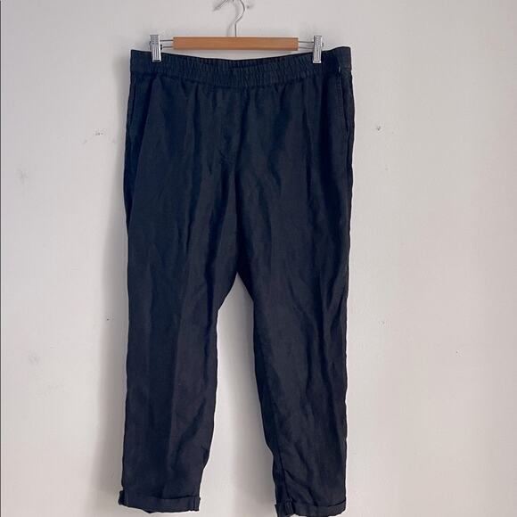 J. Jill Love Linen 100% linen elastic waist pull on cropped cuff lagenlook pants - Picture 1 of 7
